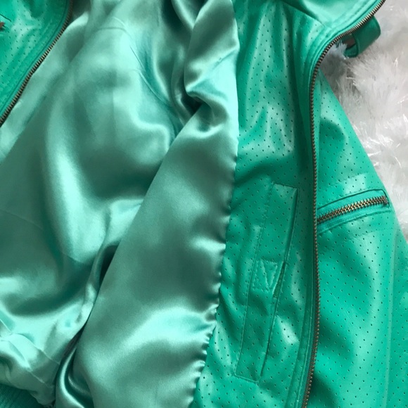 Paperdenim & Cloth Mint Green Faux Leather Jacket - Picture 3 of 3